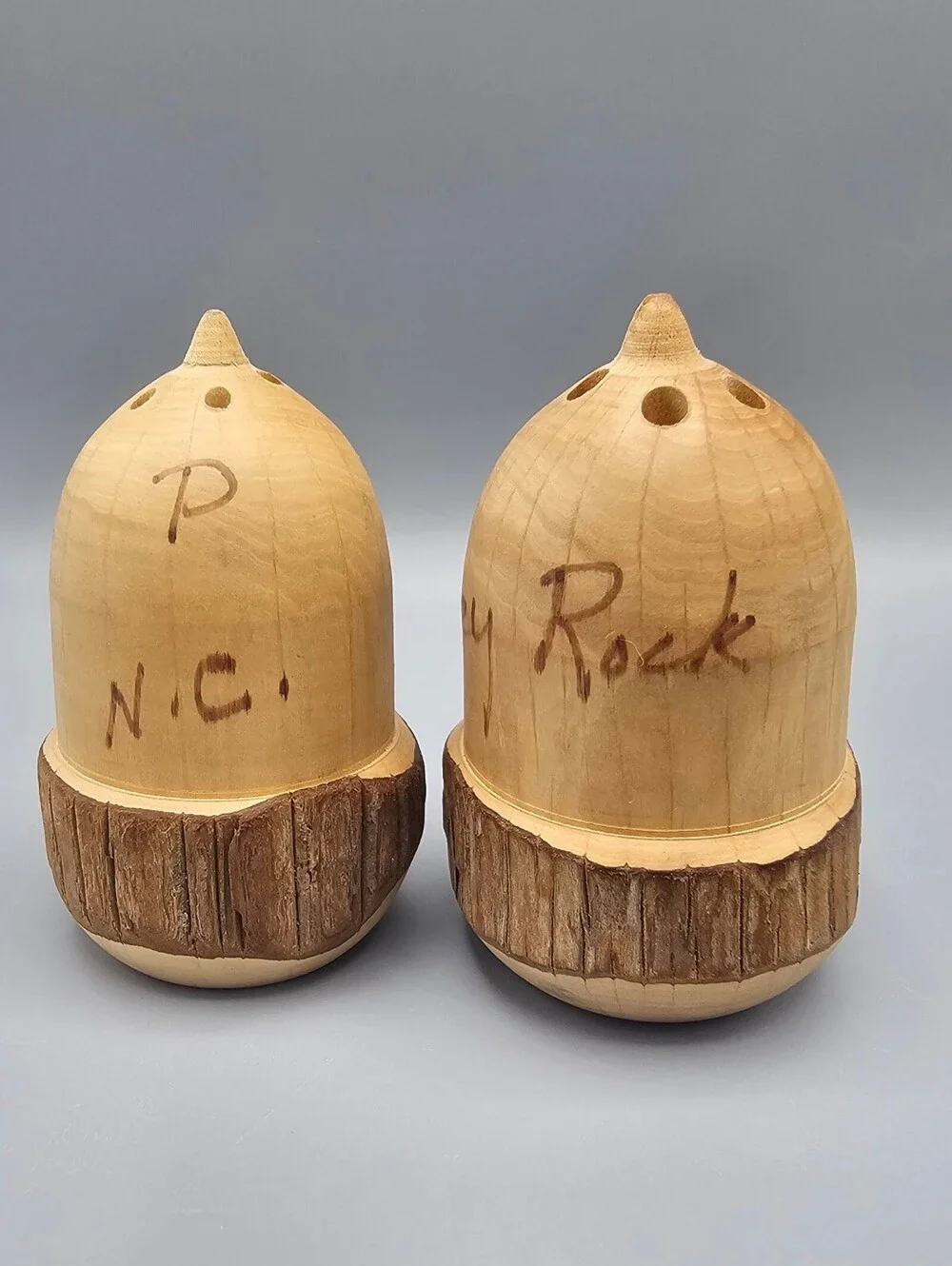 Handmade Wooden Acorn Salt and Pepper Shakers